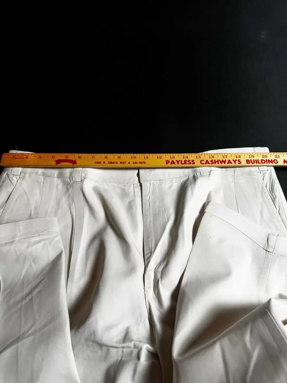 Vintage White Cotton Pleated Trousers 40x31